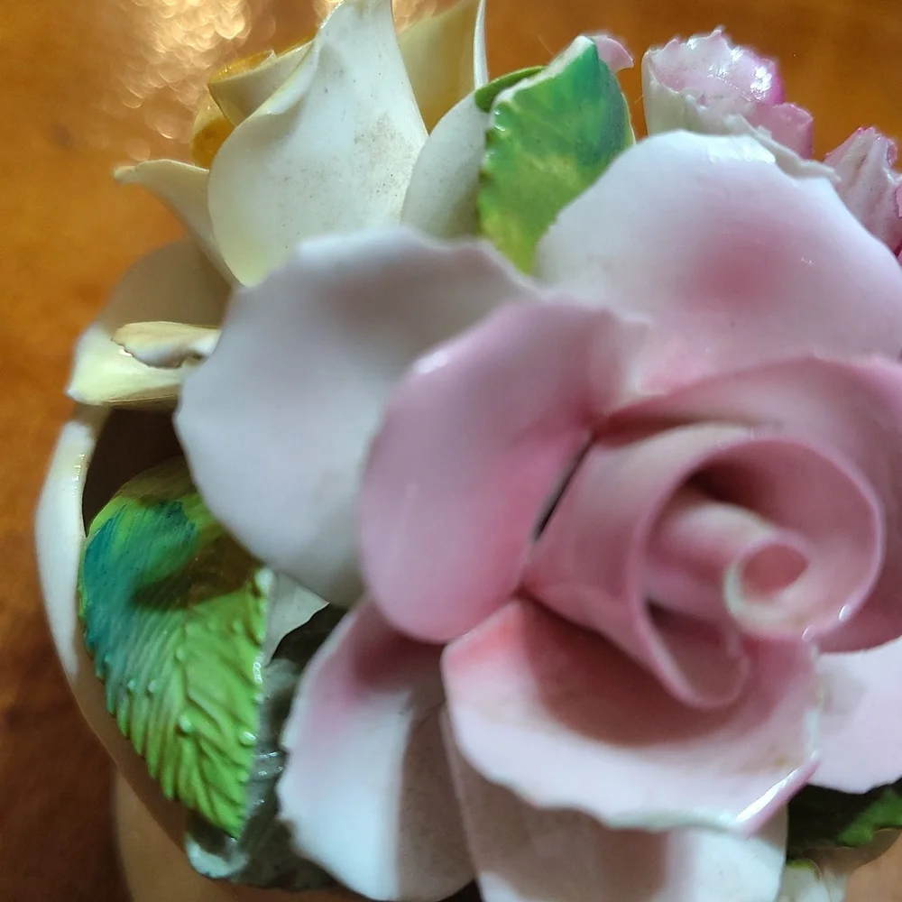 Stafford Porcelain Floral Cluster in White, Pink, Cream, and Green